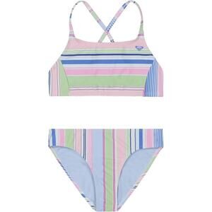 Roxy Girl's 8 Skyway Salty Stripe Two Piece Swimsuit Beach Resort Summer A32-5